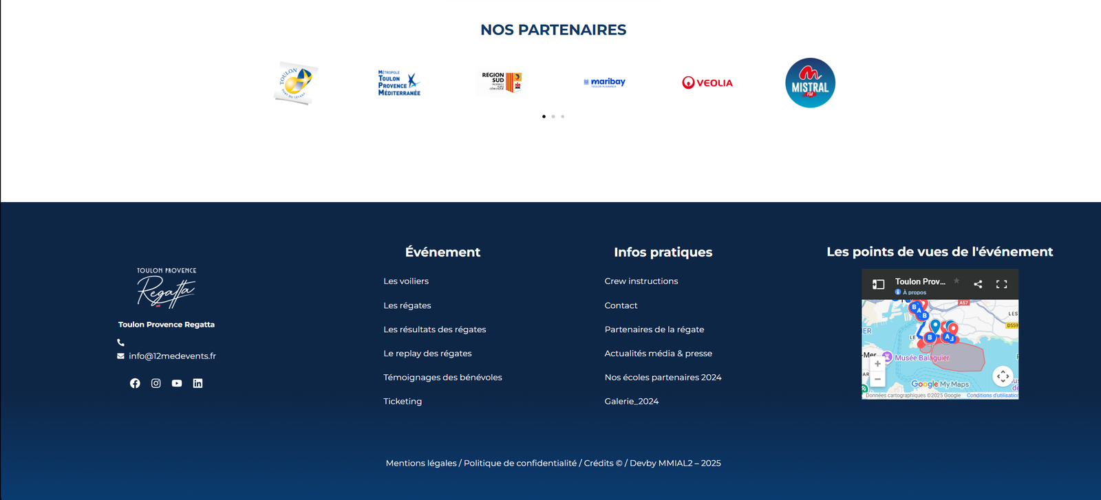 Footer final intégré sur le site TPR